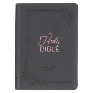 KJV Large Print Compact Bible (Cobalt Gray Faux Leather)